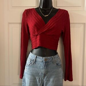 Red Cropped Sweater - Size L